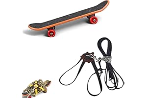 HOMEDY CRAFTS Tortoise Harness and Leash with Mini Skateboard for Turtle, Tortoise, Bearded Dragon Lizard, Turtle Harness (Black with Bell, Small)