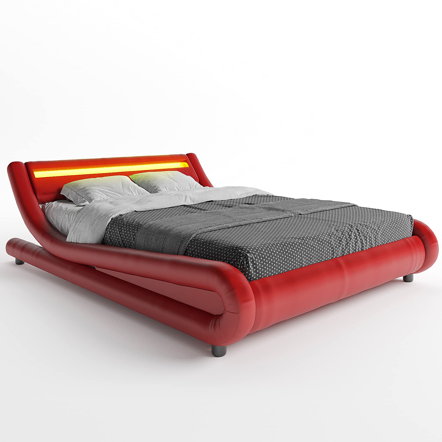 Buy ZTOZZ Platform led Bed Queen Size Low Profile WaveLike Curved