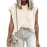 EVALESS Womens Short Sleeve Sweater Summer Fall 2025 Round Neck Crochet Pullover Cap Sleeve Knit Oversized Sweater Vest Tops
