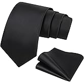 ZEHUR Ties for Men Solid Satin Necktie Formal Wedding Tie Pocket Square Set Classic Business Party Neckties & Handkerchief