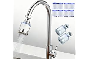 LAGWIUY 2 Pack Sink Water Filter Faucet, Universal 360 ° Rotating Bathroom Sink Filter, Kitchen Faucet Water Filter Removes Chlorine Fluoride Heavy Metals Hard Water for Home Bathroom Kitchen