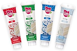 Cake Mate Holiday Decorating Icing Bundle - Blue, White, Green, and Red | Perfect for Cakes, Cookies, Cupcakes & Baked Goods | Christmas Colors for Decorating & Holiday Baking contains four 4.25oz Tubes