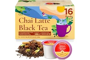 Gya Tea Co Caffeinated Chai Latte Black Tea Pod (16 Count) - Smooth, Flavourful, Robust, Enjoy Hot or Iced