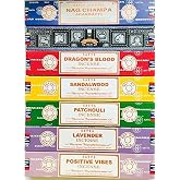 Satya Incense Gift Set Nag Champa, Super hit, Dragon's Blood, Sandalwood, Patchouli, Lavender, Positive Vibes, 15 g