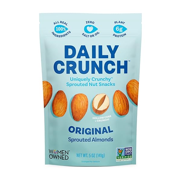 DAILY CRUNCH SPROUTED ALMONDS – 5 OUNCE BAGS (ORIGINAL SPROUTED, SINGLE BAG – 5 OUNCES)