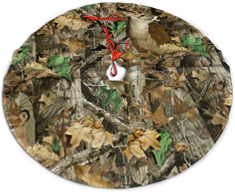 Myrdora Falda de árbol de Navidad Camo Deer Camuflaje Caza Fiesta de