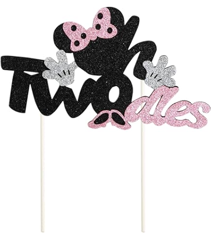 Oh Baby Cake Topper With Cartoon Mouse - Black Glitter Baby Shower Birthday Decor