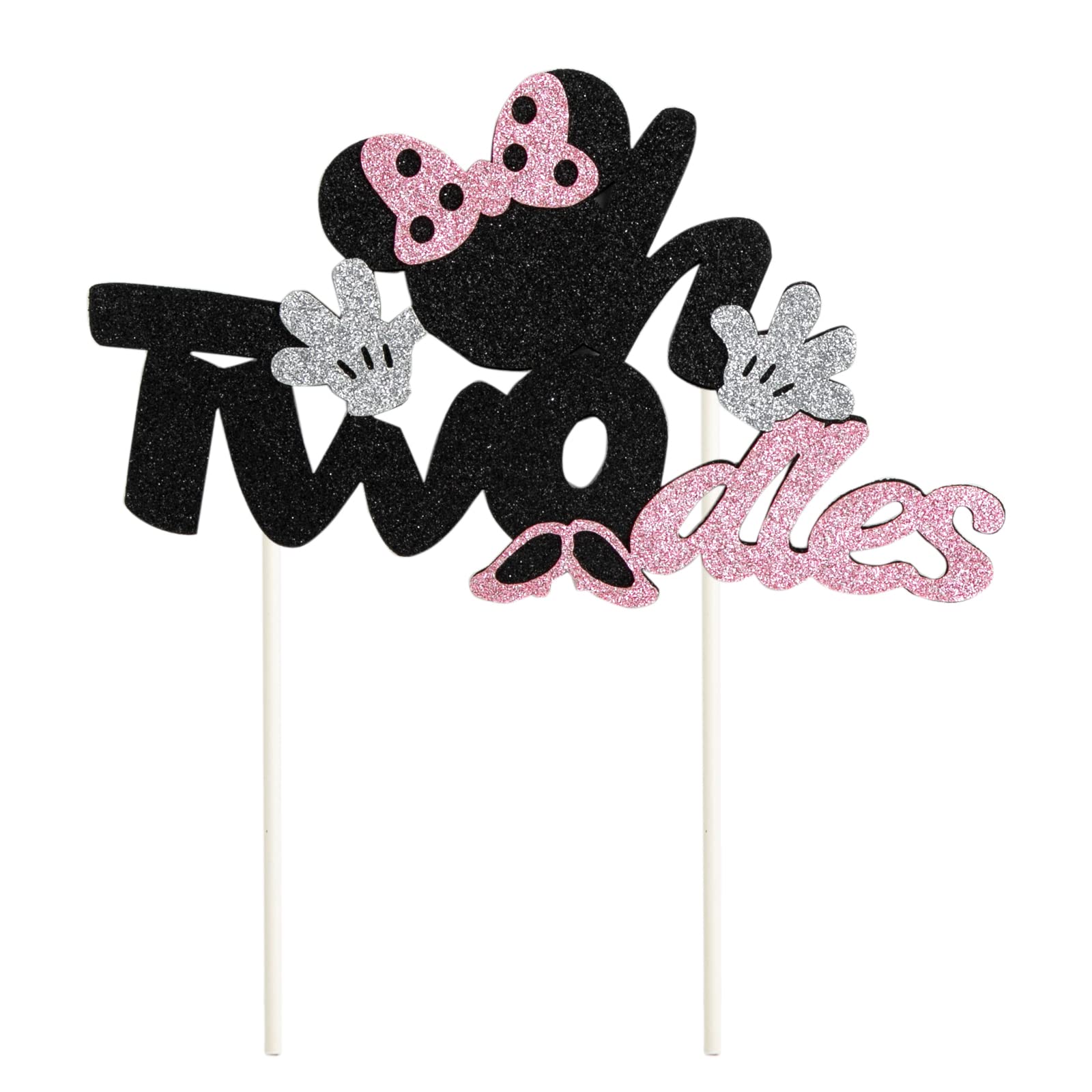 Photo 1 of CHuangQi Onederful Oh Twodles Glitter Cake Topper, 1st 2nd Minnie Themed Birthday Cake Decor, Birthday Party Supplies (Oh Twodles)