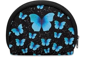 Vanideaoty Mini Coin Storage Bag, Blue Butterfly Card Case for Women Girls, Coin Purse Coin Organizer