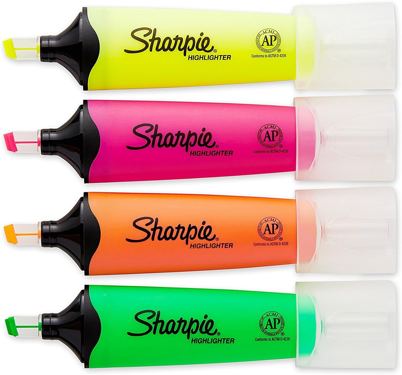 Sharpie Clear View Highlighter, Chisel Tip, Assorted Fluorescent, Pack