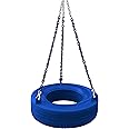 Gorilla Playsets 04-0015-B/B 360° Turbo Tire Swing with Plastic Coated Chains, Spring Clips, and Swivel - Blue