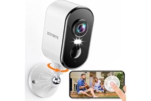 ZEEPORTE SECURITY Security Cameras Wireless Outdoor, 2K Pan Rotating 300° Battery Powered WiFi Camera with AI Motion Detection, Color Night Vision, Spotlight, Siren, 2-Way Talk, Waterproof, SD/Cloud Storage
