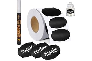 VICHIPAN 180Pcs Chalkboard Labels, Reusable Waterproof Chalk Labels with 1 Durable Erasable Chalk Pen for Jars, Parties Decoration, Craft Rooms, Storage Bins, Mason, Bottle, Pantry