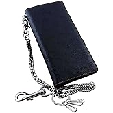 Real Leather Mens Biker Card/Money Long Wallet Purse W/Jeans Key Chain
