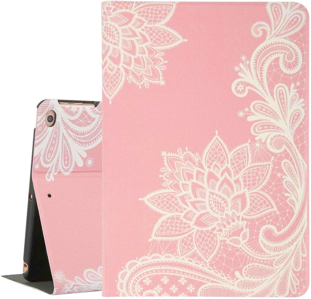 Lace iPad 9.7 Inch Case 2018 2017, Pink iPad Air 1 Cover Corner Protection Folio Stand Smart Tablet Cover for iPad Air 1/2 5th/6th Gen Case Auto Sleep Wake