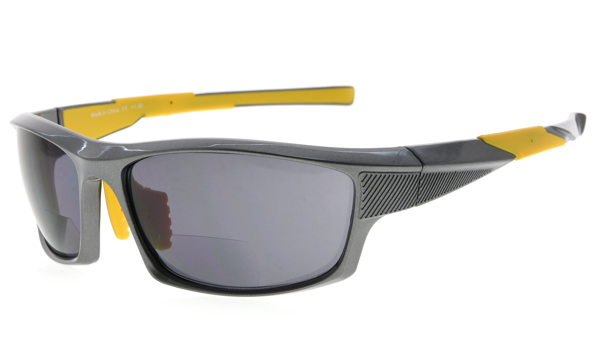 Eyekepper TR90 Sports Bifocal Sunglasses Baseball Running Fishing Driving Golf Softball Hiking Readers (Pearly Grey, 2.25)