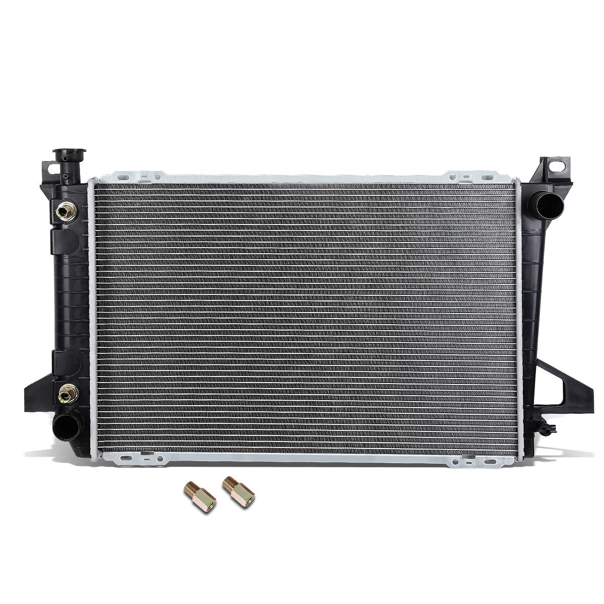 DNA Motoring OEM-RA-1453 1-Row Aluminum Cooling Radiator Compatible with 85-96 Bronco / F150, 85-97 F250 / F350 AT, 27-1/2″ W X 18-3/8″ H X 1″ D, 1-3/4″ Inlet, 1-3/4″ Outlet