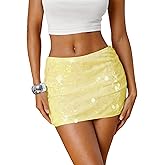 Ammiko Women's Sequin Skirt Sparkly Mini Micro Skirts Glitter Y2k Shiny Low Rise Skirt Sexy Stretchy Bodycon Party