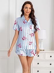 Umeyda Girls Satin Silky Collar V Neck Ruffle Short