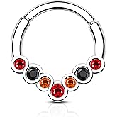 Cocharm Multicolor Septum Rings 16g V-Shape Hoops 8mm Green and Red Septum Jewelry for Women Dainty Stacked Piercing Black and Red Daith Earrings 16g Orange Daith Jewelry