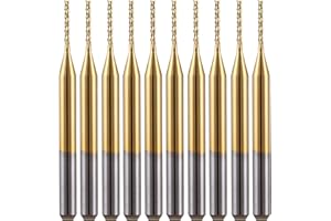 HOZLY 10Pcs 1/8'' Shank 1.0mm Titanium Coat Carbide End Mill Engraving Bits CNC Rotary Burrs Tool for PCB Mould Plastic Fiber Carbon Fiber Hardwood
