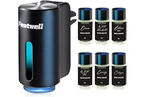Featwell Car Air Freshener, Three Adjustable Modes Intelligent Car Aroma Diffuser, Rechargeable Car Aroma Diffuser, Black