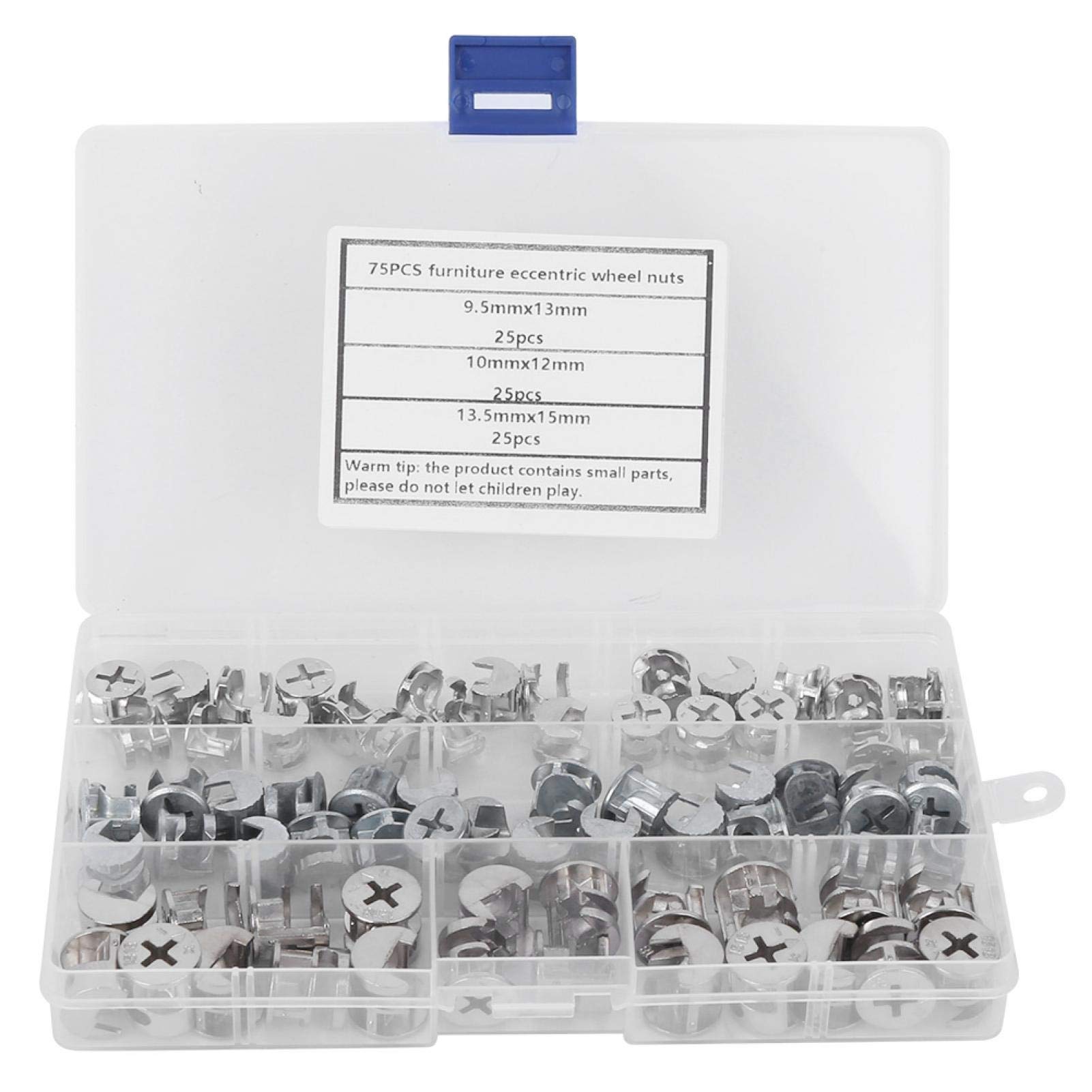 75Pcs Furniture Connecter Cam Lock Fittings,Carbon Steel Furniture Connecting Fastener Lock Nut for Cabinet Drawer Dresser and Wardrobe Furniture Panel Connecting