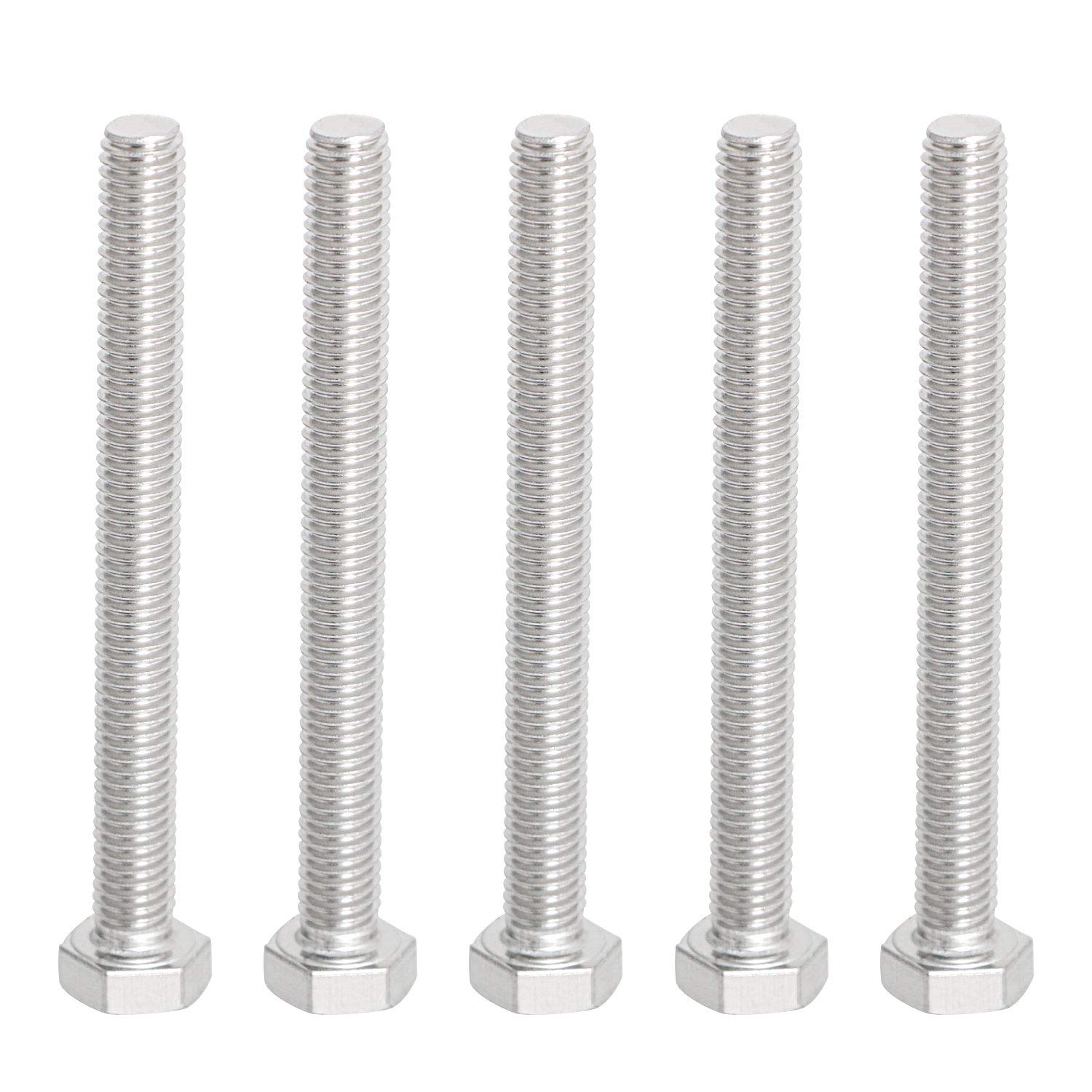 Aopin M8 x 80mm Hex Head Bolts Screws 316 Stainless Steel, A4-70 Fasteners Fully Machine Threaded SUS316 5 Pcs