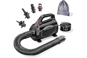 Electric Air Pump for Inflatables Air Mattress – 500W Quick-Fill Inflator/Deflator with 4 Nozzles, Portable AC 110-120V for G