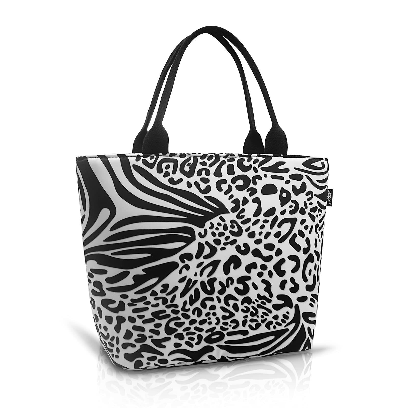 Gloppie Insulated Lunch Bag for Women Leakproof Lunch Tote Stylish 9L Cooler Thermal Meal Tote Kit with Handle for Work & School, Abstract Zebra & Leopard