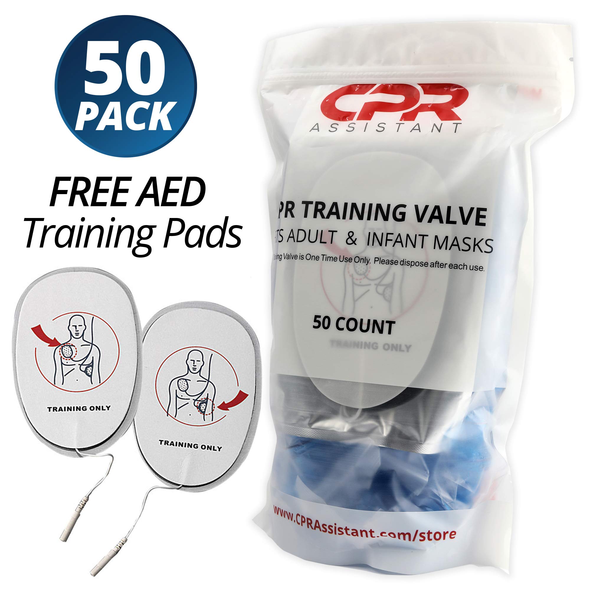 CPR AssistantTM CPR 1 Way Valves 50 Pack for CPR Resuscitation