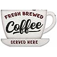 Fresh Brewed Coffee Served Here Metal Sign - Vintage Diner Sign for Kitchen or Office
