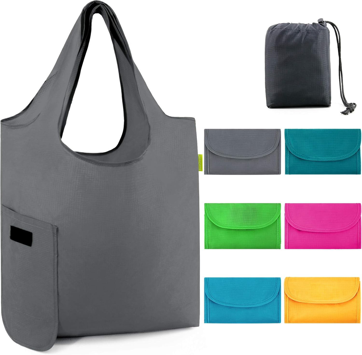 Grocery-Bags-Reusable-Shopping-Bag Foldable With Magic Tape 6 Pack Large 50LBS Easy Fold Tote Bags For Groceries Ripstop Fabric Washable Durable Lightweight