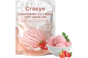 CRASYE Ice Cream Mix Strawberry Soft Serve Mix Soft Serve Mixes Base Powder Homemade for Ice Cream Maker Machine - 10 Ounce