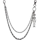 Sacina Goth Punk Layered Skull Skeleton Pants Chain, Wallet Belt Chain, Goth Grunge Emo Punk Accessories, Jewelry Gift for Women