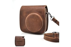 HelloHelio Classic Vintage PU Leather Instax Camera Compact Case for Fujifilm Instax Mini 9/8/8+ Instant Film Camera (Brown)