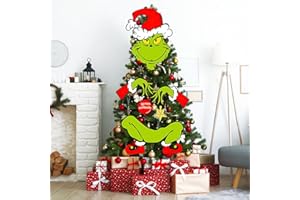 ZITOOP Grinchmas Decor for Christmas Tree, Christmas Decorations for Tree, Funny Christmas Tree Ornament Thief Stole Tree Topper Head Arms and Legs for Holiday Xmas Home Party Decorations (Green-A)
