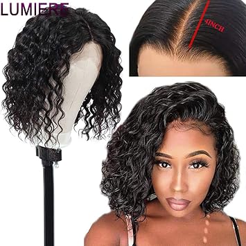 Amazon Com Lumiere Hair Glueless Water Wave Short Bob Lace Front