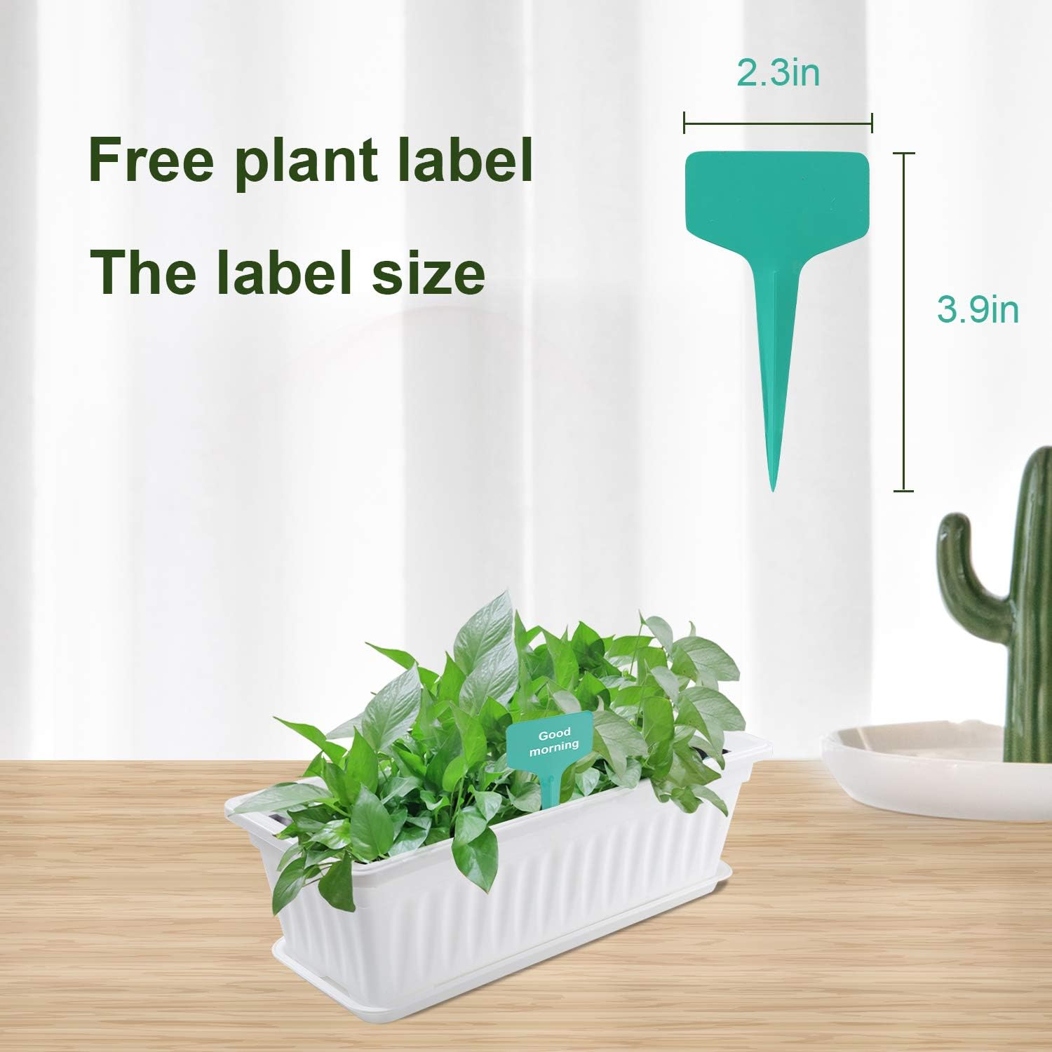 L Y 4 Pack Flower Window Box Plastic Rectangular Window Planters With Plant Labels And Trays Vegetables Growing Container Garden Flower Plant Pot For Balcony Patio Windowsill Garden Gardening Window Boxes