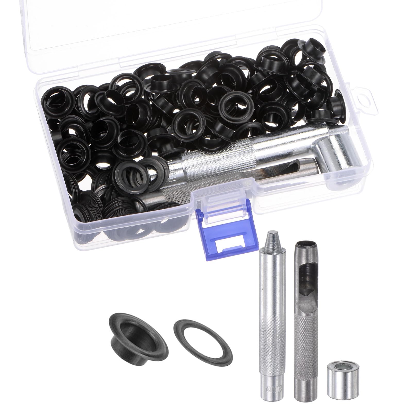Kozelo 100 Sets Grommet Eyelets - [ 10mm x 17mm ] Copper with Setter Tools for Shoes Clothes Use | Black