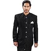 Men's Indian Ethnic Jacquard Silk Jodhpuri Casual Slim Fit Waist Coat Bandhgala Jacket