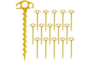 COBARYEN Tent Stakes Ground Anchors Screw in, 16 Pack Sand Stakes for Beach 9.4 Inch Heavy Duty Spiral Tent Pegs for Camping,