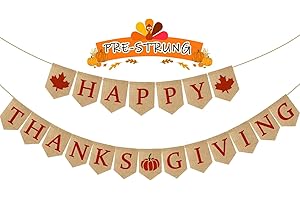 IPARTYCOOL Upgraded, 2pcs Fall Happy Thanksgiving Banner (Premium Burlap), NO-DIY, Classic Design,HD Printing, Perfect for Fall Thanksgiving Decorations Home Indoor Outdoor Office Wall, Friendsgiving Decorations