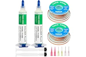 TANG HONG Soldering Wick And Flux,No Clean Solder Flux,10CC Liquid Flux (2 PACK), 4.9 Ft Desoldering Wick Braid Remover Solder (2 PACK), For Soldering Phone/BGA/Appliance Repair