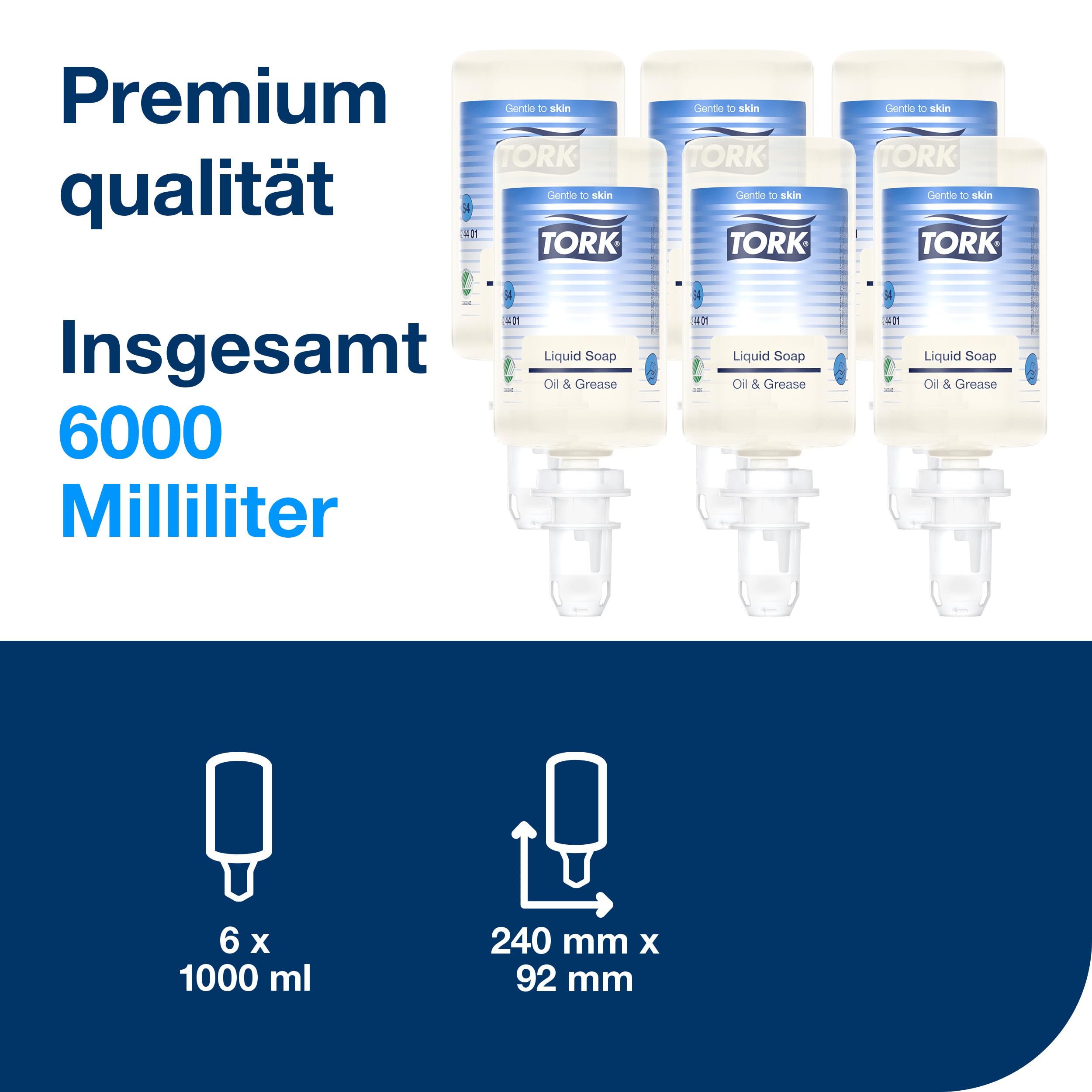 Tork fettlösende Flüssigseife S4, dermatologisch getestet, 6 x 1.000 ml, 424401 2