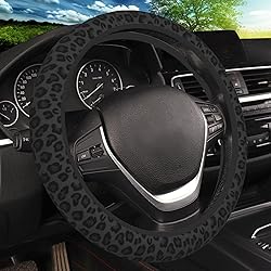 Black Leopard Print Cheetah Elastic Steering Wheel