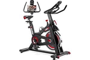 Exercise Bike, WENOKER Indoor Cycling Bike/Brake Pad Stationary Bike for Home, Indoor Bike with Silent Belt Drive, Heavy Flywheel, Comfortable Seat Cushion and Upgraded LCD Monitor