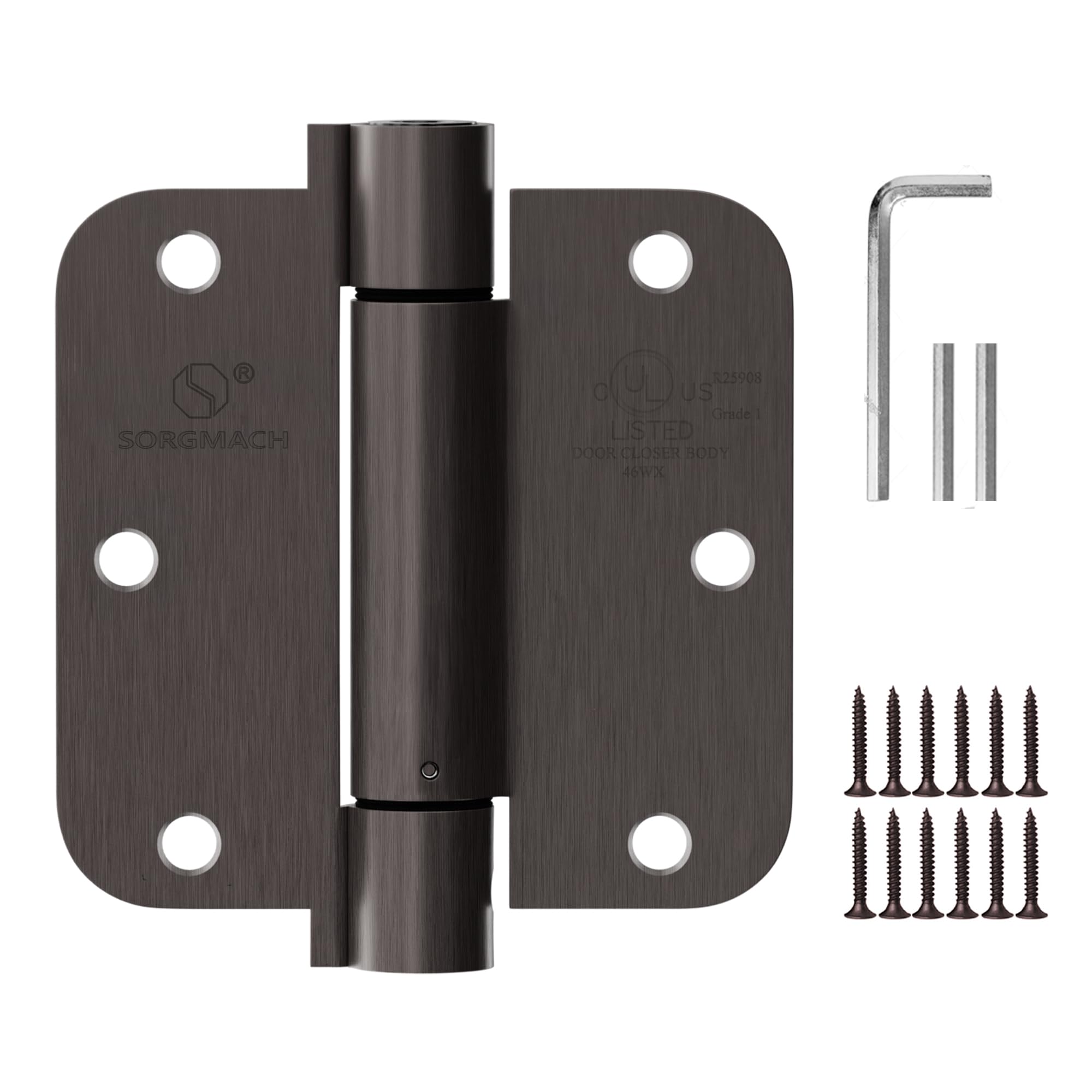 Photo 1 of Self Closing Hinge 3.5 Inch Oil Rubbed Bronze Auto Closer Door Hinges Adjustable 3 1/2 Inch Spring Hinges 5/8" Radius Corner for Commercial Grade Auto Self-Closing UL Listed, 2 Pack