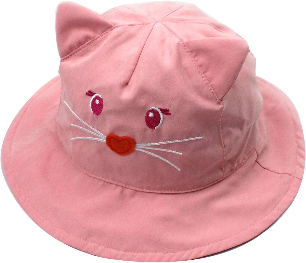 SYROSA Sun Bucket Hat for Kids Girls Travel Beach 50+ UV Sun Protection Wide Brim Pink Cat 4-8years