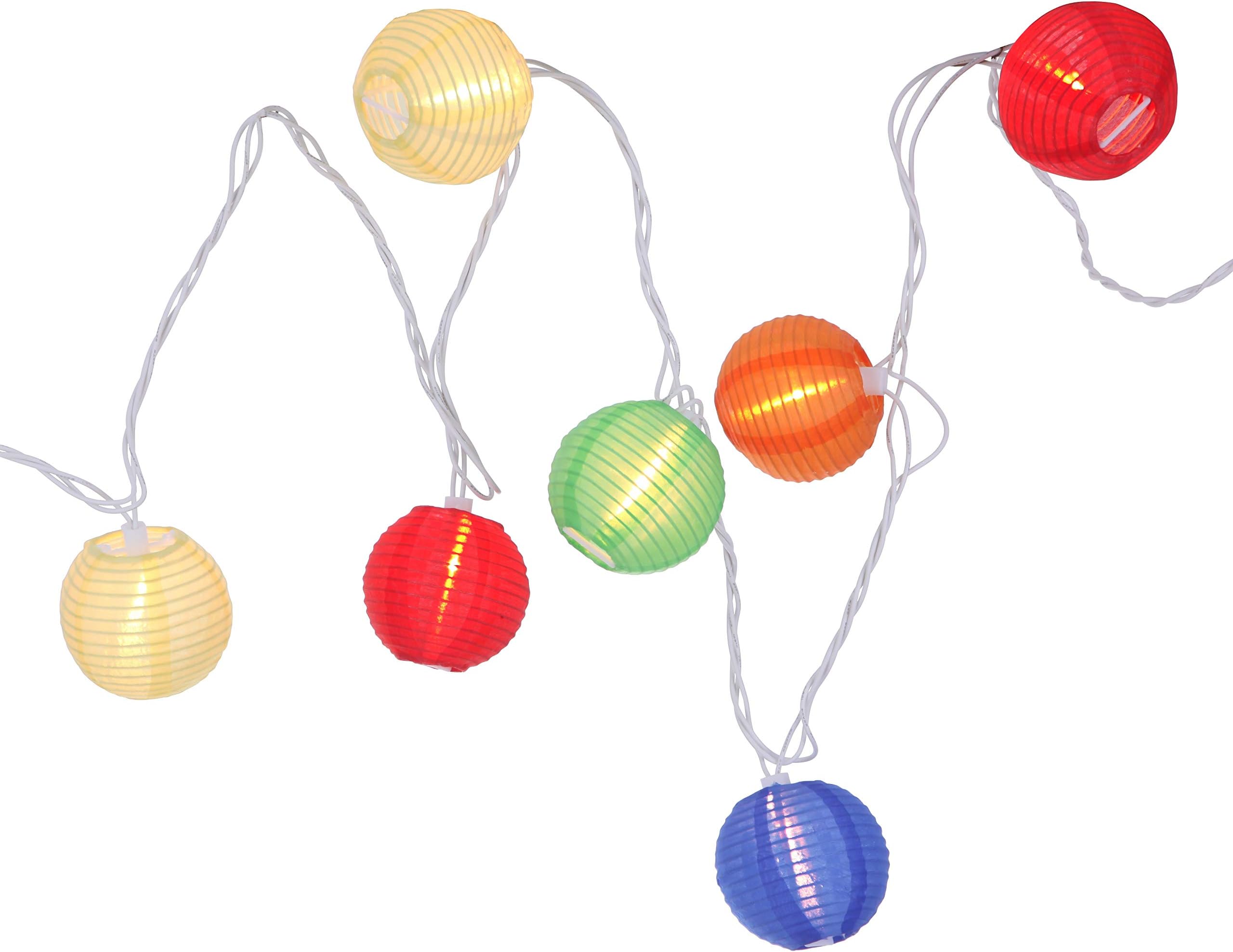 NIOSTA Lantern String Lights, Assembly-Free Waterproof Connectable Plug in UL Listed Nylon Decorative Japanese Lanterns for Bedroom Patio Indoor Outdoor Use, 10 Lights Multi-Color